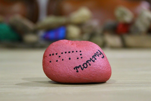 mommy, happy mothers day, braille, mother, rock, stone, painted rock, painted stone, mom